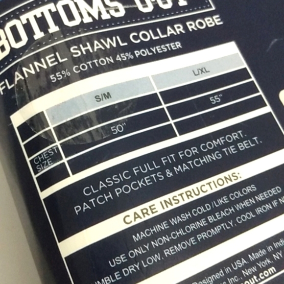 BOTTOMS OUT MEN'S FLANNEL SHAWL COLLAR BELTED LONG BATHROBE SIZE SM/MED NWT - Picture 6 of 7